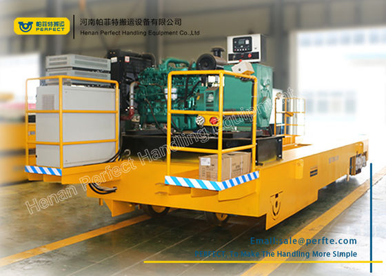 Steel Structure Flat Industrial Transfer Trolley , Solid Rail Transport Van with Low Table