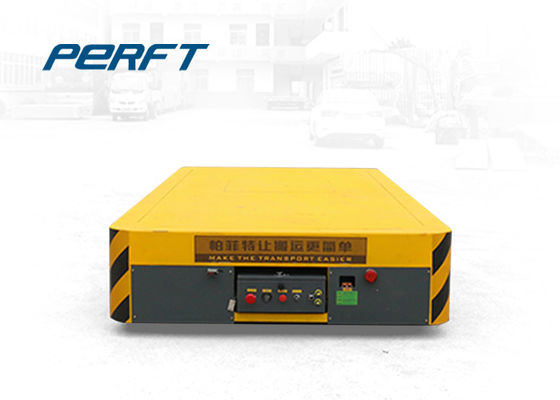 Yellow Color Rail Battery Transfer Cart , Workshop Industrial Material Handling Carts