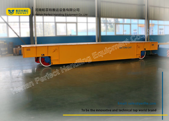 Logistics Chemical Plant Motorized Transfer Trolley 80 Ton With Steel Plate