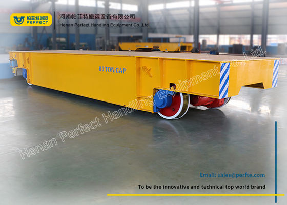 Logistics Chemical Plant Motorized Transfer Trolley 80 Ton With Steel Plate