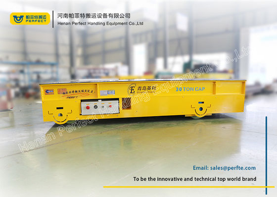 30 Ton Yellow Electric Trailer Trolley / Rail Transfer Cart Storage Battery