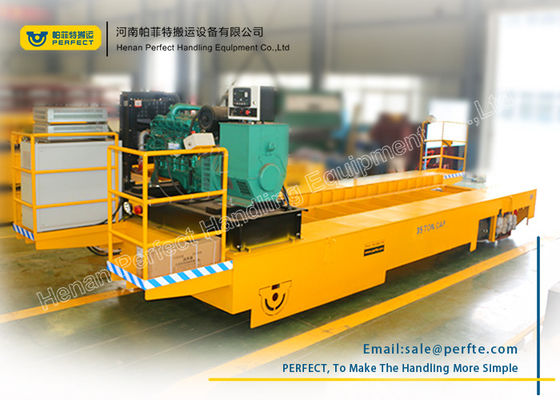 Steel Structure Flat Industrial Transfer Trolley , Solid Rail Transport Van with Low Table