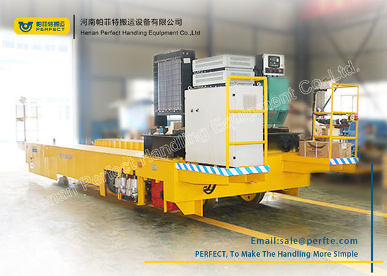 Steel Structure Flat Industrial Transfer Trolley , Solid Rail Transport Van with Low Table