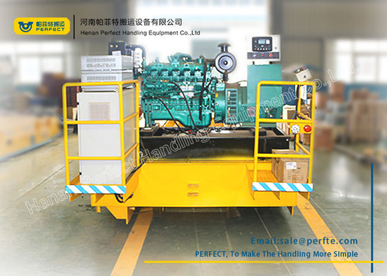 Steel Structure Flat Industrial Transfer Trolley , Solid Rail Transport Van with Low Table