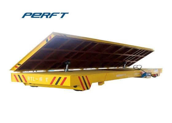 rail guided heavy duty plant trailer with scissor hydraulic lifting rail transfer cart