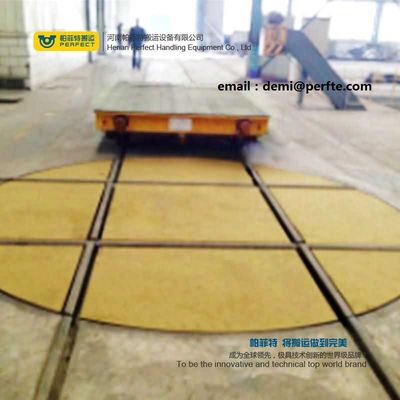 high quality transfer flat cart with turntable on rails for transport large goods