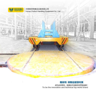 high quality transfer flat cart with turntable on rails for transport large goods