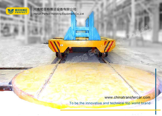 16 t heavy duty motorized turntable flatbed rail transfer cart